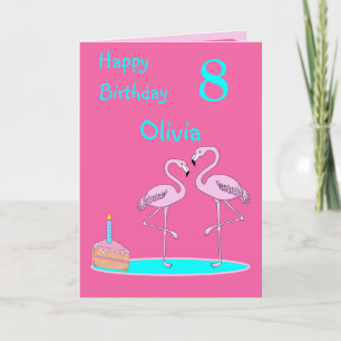 Pink Flamingos Birthday Folded Greeting Card