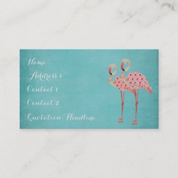 Pink Flamingos Blue Business Card by Greyszoo at Zazzle