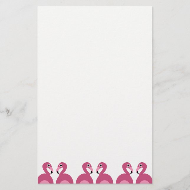Pink Flamingos Border - Stationery Letterhead (Front)