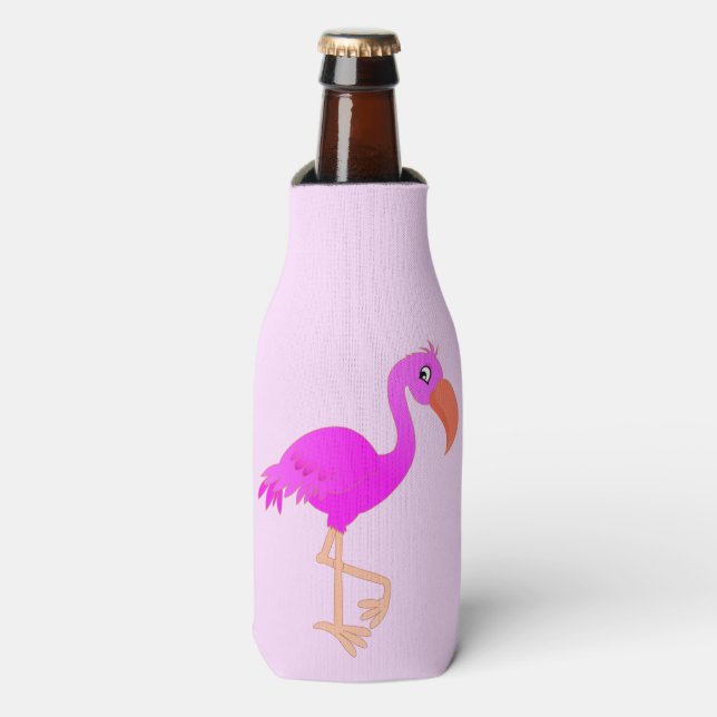 Pink Flamingos Bottle Cooler Your Colors (Bottle Front)
