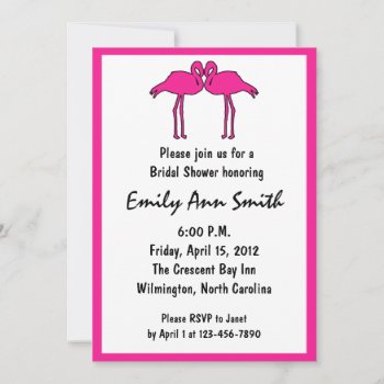 Pink Flamingos Bridal Shower Invitations by TwoBecomeOne at Zazzle