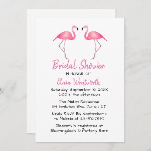 Pink Flamingos  Bridal Shower Tropical Summer Luau Invitation