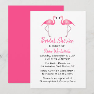 Pink Flamingos Bridal Shower Tropical Summer Luau Invitation