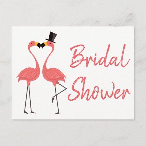 Pink Flamingos  Bridal Shower Tropical Summer Luau Invitation Postcard