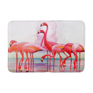 Pink Flamingos by Francis Lee Jaques Bathroom Mat