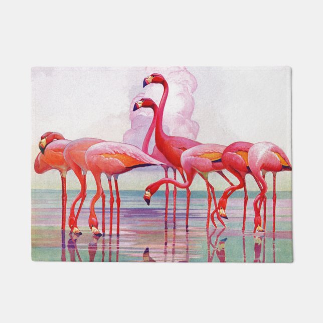 Pink Flamingos by Francis Lee Jaques Doormat (Front)