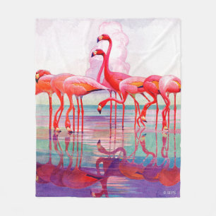 Pink Flamingos by Francis Lee Jaques Fleece Blanket