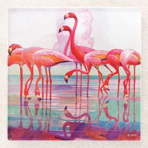 Pink Flamingos by Francis Lee Jaques Glass Coaster