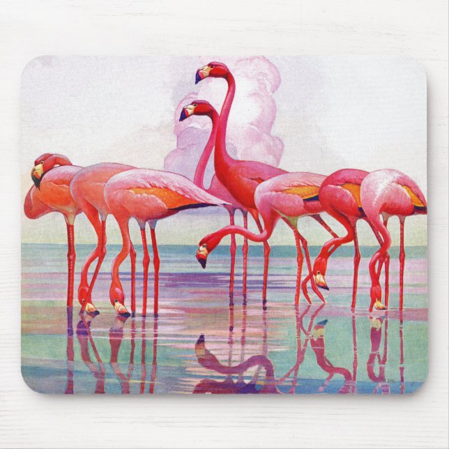 Pink Flamingos by Francis Lee Jaques Mouse Pad (Front)