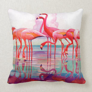 Pink Flamingos by Francis Lee Jaques Throw Pillow