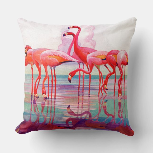 Pink Flamingos by Francis Lee Jaques Throw Pillow (Front)