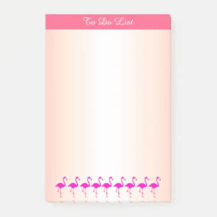 Pink flamingos & calligraphy on pink shades post-it notes