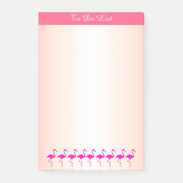Pink flamingos & calligraphy on pink shades post-it notes (Front)