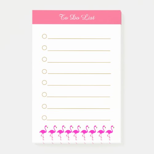 Pink flamingos  calligraphy on white lined post_it notes