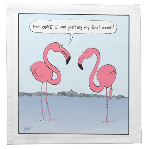 Pink Flamingos Cartoon _ Goofy Humor Cloth Napkin