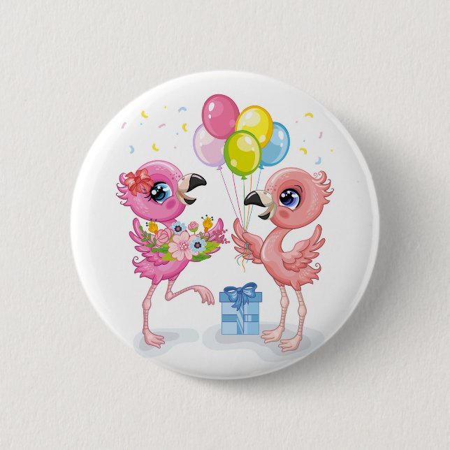 Pink Flamingo's Celebration   Button (Front)