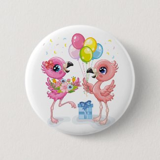 Pink Flamingo's Celebration   Button