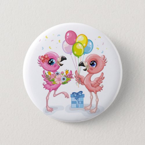 Pink Flamingos Celebration   Button