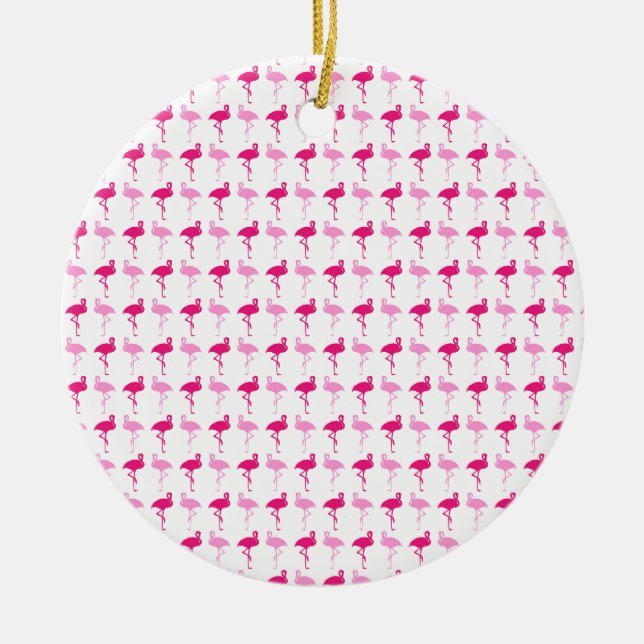 Pink Flamingos Ceramic Ornament (Front)