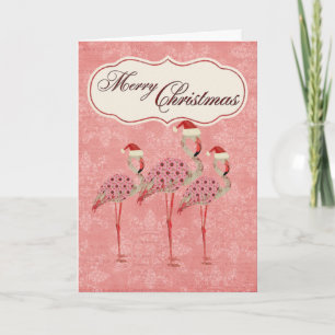 Pink Flamingos Christmas Card