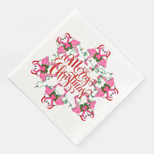 Pink Flamingos Christmas Party Goods Napkins