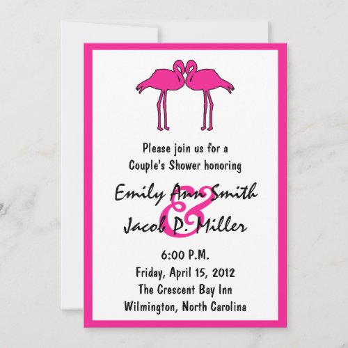 Pink Flamingos Couples Shower Invitations