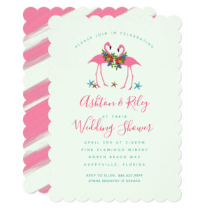 Pink Flamingos Couples Wedding Shower Invitation