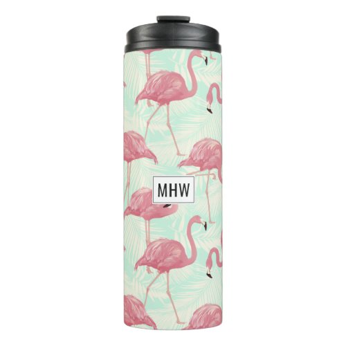 Pink Flamingos custom monogram tumbler