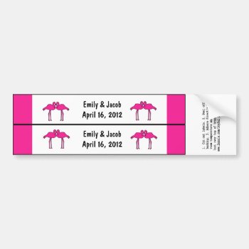 Pink Flamingos Custom Water Bottle Labels by TwoBecomeOne at Zazzle