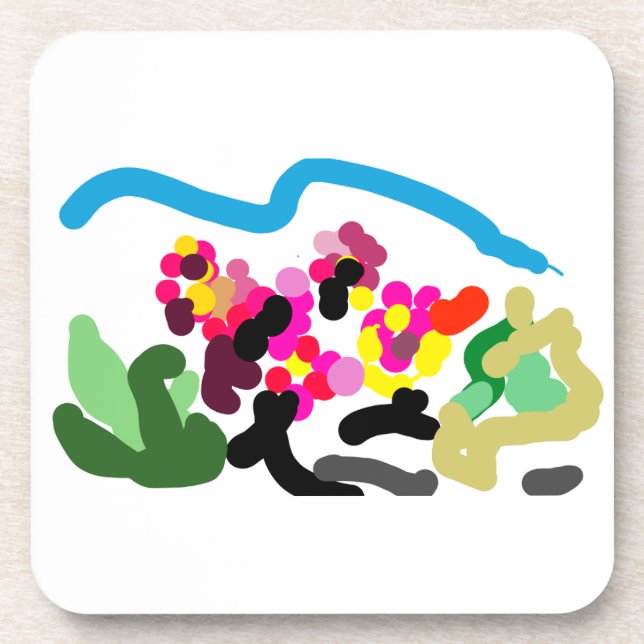 Pink flamingos  dance joy beverage coaster (Front)