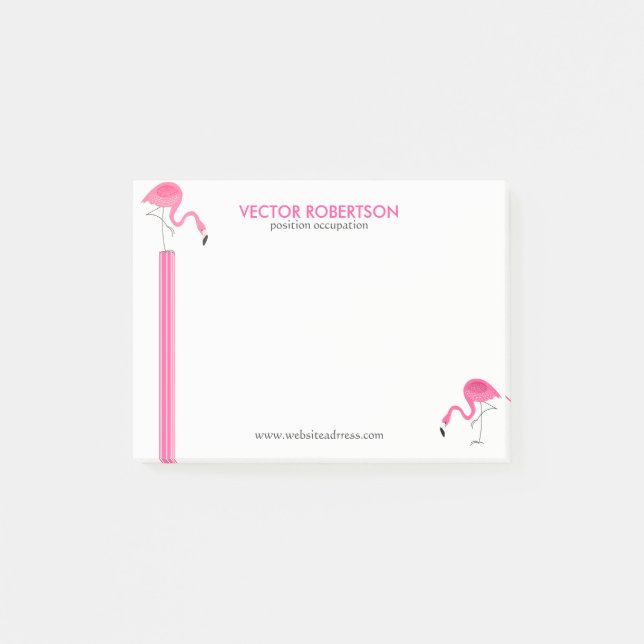 Pink Flamingos & Decorative Stripes Post-it Notes (Front)