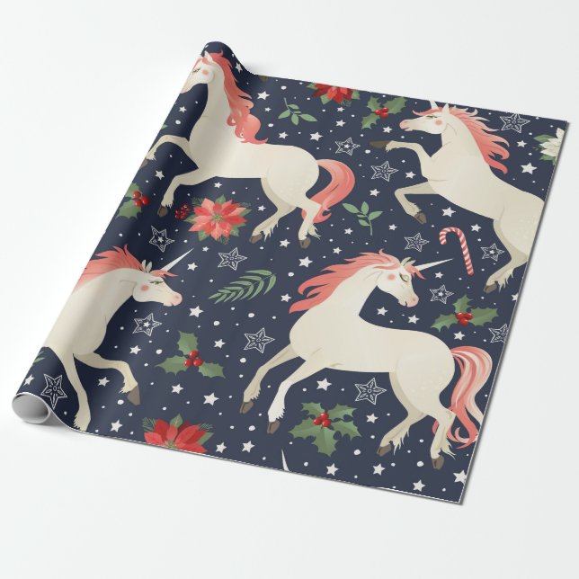 Pink flamingos, exotic birds, pineapples, tropical wrapping paper (Unrolled)