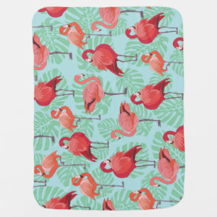 Pink Flamingos: Exotic Seamless Pattern. Baby Blanket
