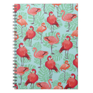 Pink Flamingos: Exotic Seamless Pattern. Notebook