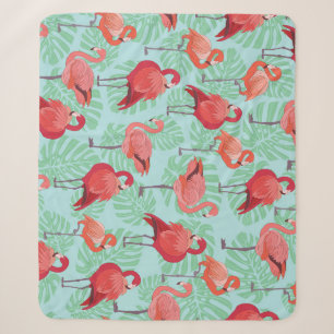Pink Flamingos: Exotic Seamless Pattern. Sherpa Blanket