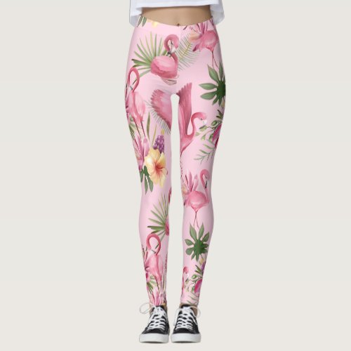 Pink Flamingos Flight Leggings