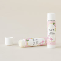 Pink flamingos floral baby shower Thank You favor Lip Balm