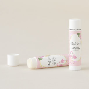 Pink flamingos floral baby shower Thank You favor Lip Balm