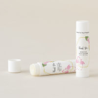 Pink flamingos floral baby shower  Thank You favor Lip Balm