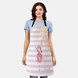 Pink Flamingos,Flower,Glitter Drips,Stripes Apron