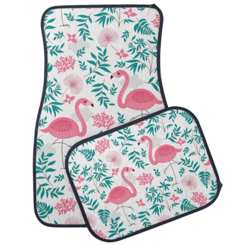 Pink Flamingos  Flowers Pattern Car Floor Mat