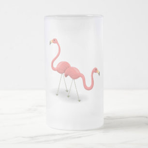 Pink Flamingos Frosted Glass Beer Mug