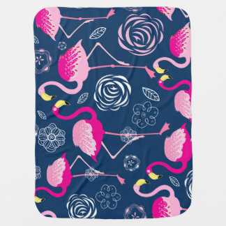 Pink Flamingos: Graphic Dark Pattern Baby Blanket