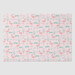 Pink Flamingos Green Palm Leaves Tropical Tissue Paper