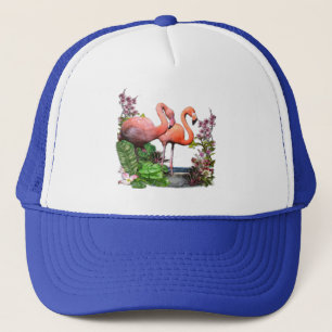 Pink Flamingos & Green Plants Trucker Hat