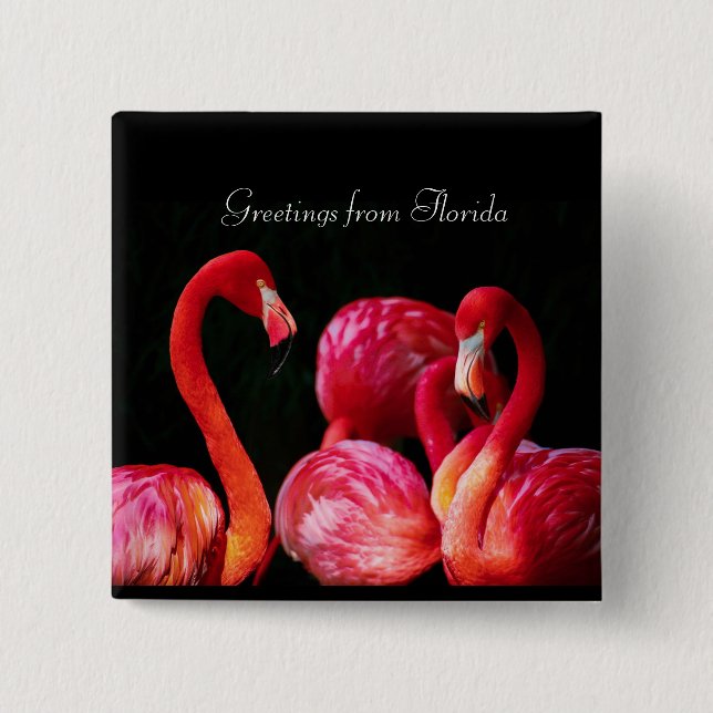 Pink Flamingo's ,Greetings from Florida  Button (Front)