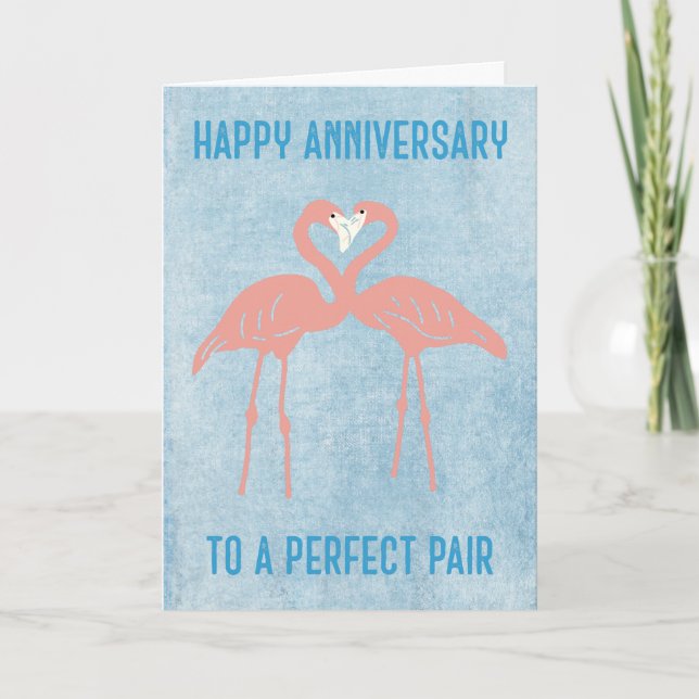 Pink Flamingos Happy Anniversary Card to Couple (Front)