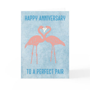 Pink Flamingos Happy Anniversary Card to Couple