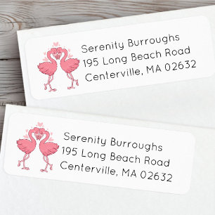 Pink Flamingos Hawaiian Tropical Beach Wedding Label