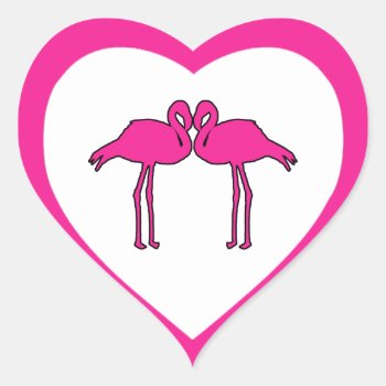 Pink Flamingos Heart Stickers by TwoBecomeOne at Zazzle